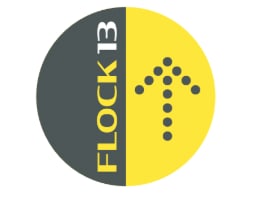 A yellow circle with a black left half and a black dot arrow pointing upwards.