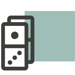 A black and white icon of a stack of books.