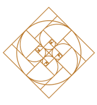 a golden fractal pentagram on a black background