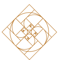 a golden fractal pentagram on a black background