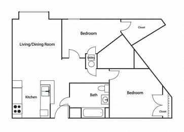Renaissance Station North Two Bed One Bath Apartment