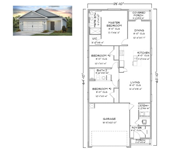 PLAN 1384 Floor Plan at Emerald Lakes South, Mississippi, 39560
