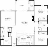 3 Bedroom Floor Plan at The Apartments at Cambridge Court, Rosedale