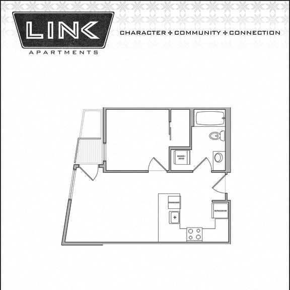 Traditional 1bd 1ba - A Floor Plan at Link, Seattle, 98126