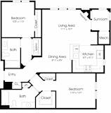 2 Bed 2 Bath Floor Plan at The Apartments at Cambridge Court, Rosedale, MD