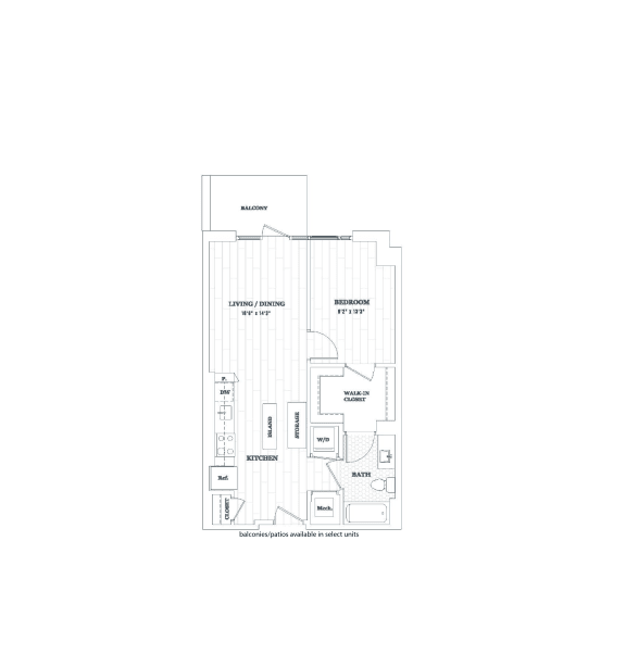 Floor Plan  1 Bedroom - 1 Bath | a08