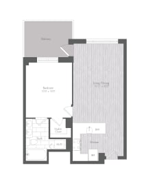  Floor Plan 1 Bed 1 Bath - A2