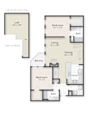 two bedroom floor plan at The Residences at King Farm, Maryland, 20850