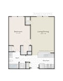 1 Bedroom Floor Plan at The Residences at King Farm, Rockville, 20850