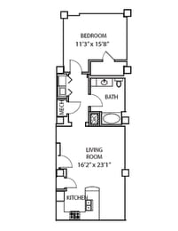 A2 Floor Plan at Residences at Forest Park, Missouri, 63108