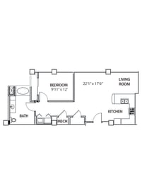 A6 Floor Plan at Residences at Forest Park, Missouri, 63108