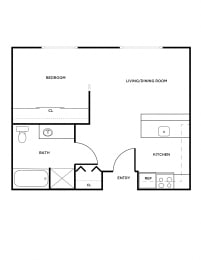 Floor Plan  A4 floor plan at Woodrose Apartments in Bellingham, WA