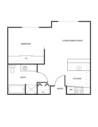 Floor Plan  A7 floor plan at Woodrose Apartments in Bellingham, WA
