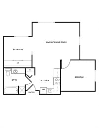 Floor Plan  B2 floor plan at Woodrose Apartments in Bellingham, WA