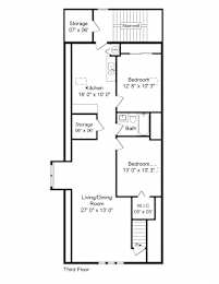  Floor Plan 2 Bedroom - 1 Bathroom