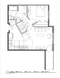 Floor Plan 1 Bedroom 1 Bath