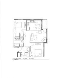  Floor Plan 2 Bedroom 2 Bath