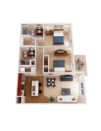  Floor Plan 2 Bedroom, 2 Bath
