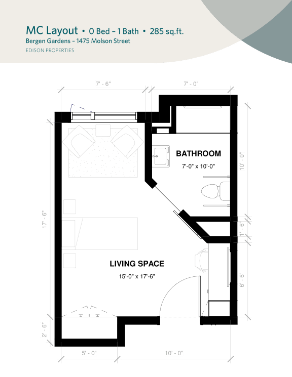 Memory Care Floorplan Layout 0 bed 1 bath