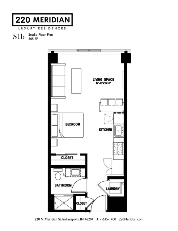 S1b Floor Plan  at 220 Meridian, Indiana