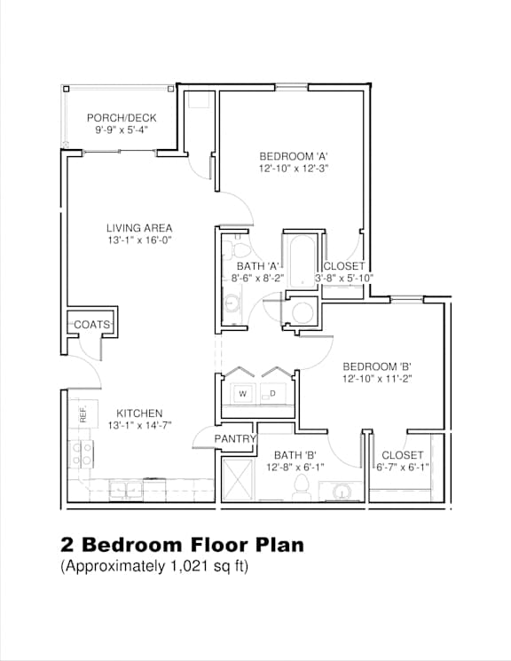 2 bed 2 bath A at Deer Valley Villas Apartments, Silvis