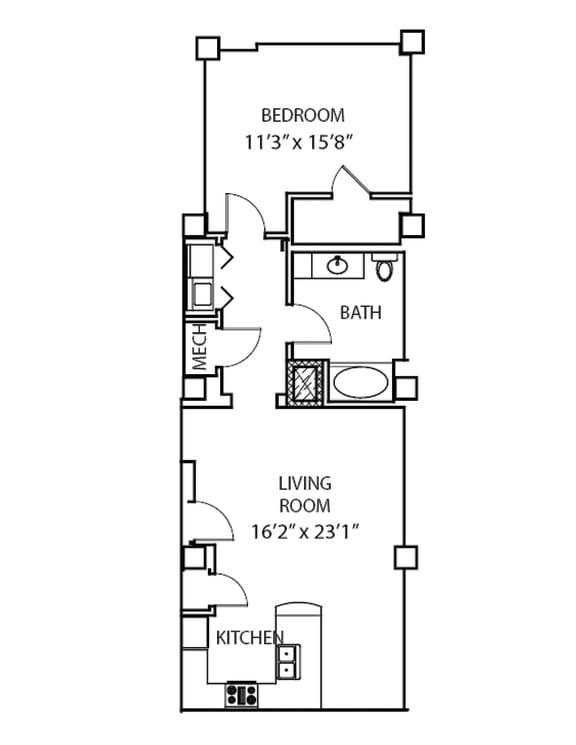 Floor Plan  A2 Floor Plan at Residences at Forest Park, Missouri, 63108