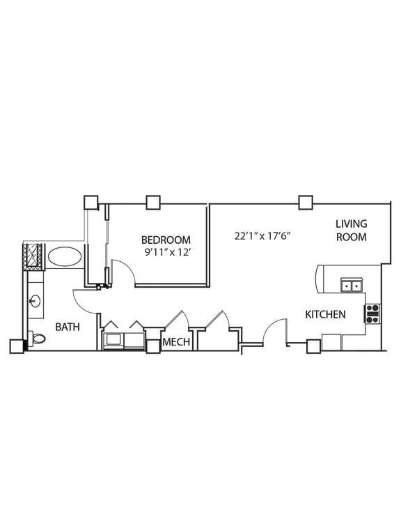 A6 Floor Plan at Residences at Forest Park, Missouri, 63108