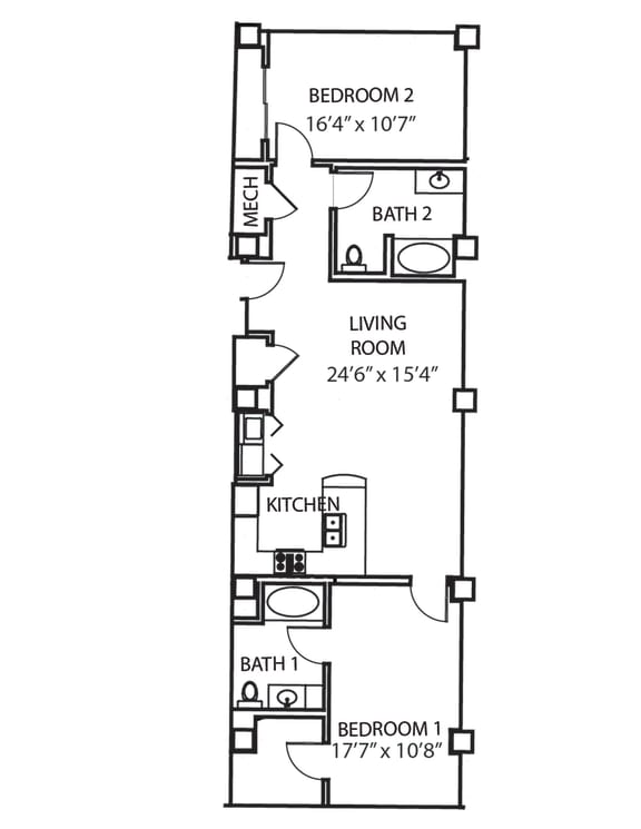 B7 Floor Plan at Residences at Forest Park, Saint Louis, Missouri