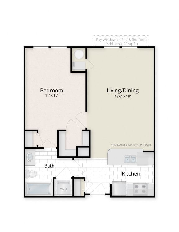 Residences at King Farm Apartments Townhomes Rockville Gaithersburg Maryland one bedroom floor plan