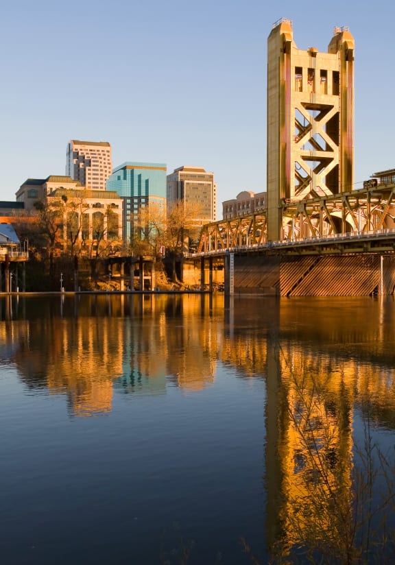 Sacramento Tower Bridge and city view
