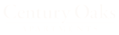 The image is a logo for Century Oaks Apartments.