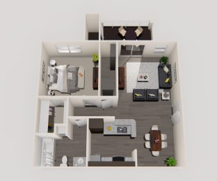 1 Bedroom 1 Bathroom Floor Plan at Enclave on East, Florida