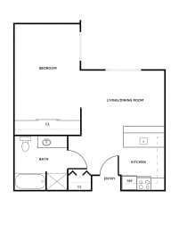 Floor Plan  A11 floor plan at Woodrose Apartments in Bellingham, WA