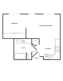 Floor Plan  A2 floor plan at Woodrose Apartments in Bellingham, WA