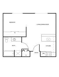 Floor Plan  A3 floor plan at Woodrose Apartments in Bellingham, WA