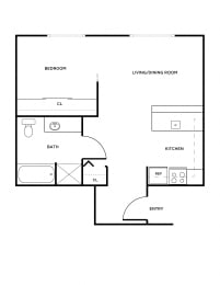 Floor Plan  A8 floor plan at Woodrose Apartments in Bellingham, WA