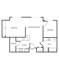Floor Plan  B3 floor plan at Woodrose Apartments in Bellingham, WA