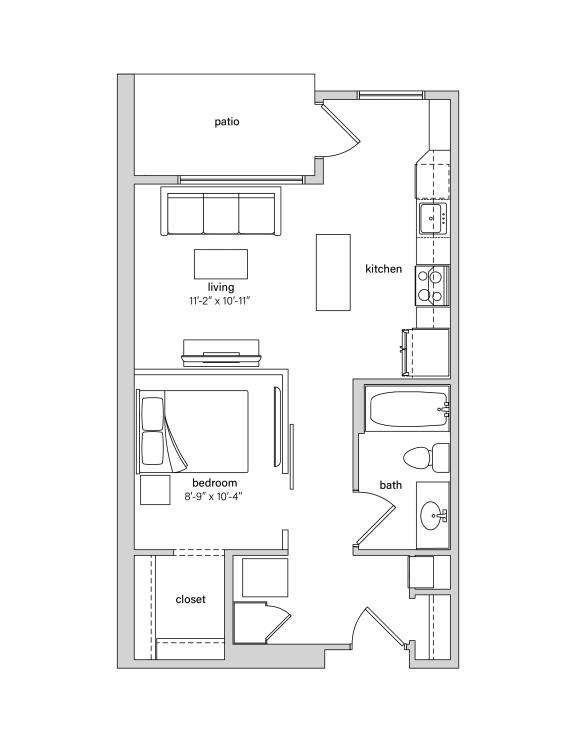 Studio 1 bathroom F4 Floor Plan at The Crossings at Windsong, Prescott Valley, 86314