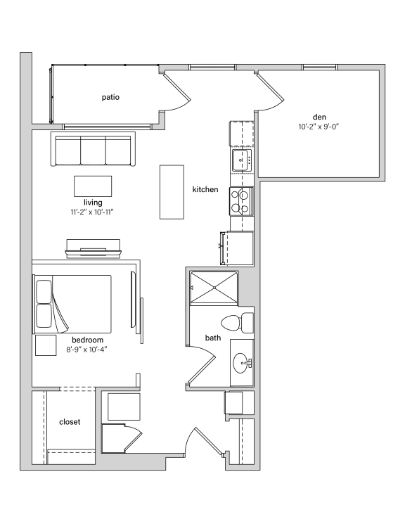 Studio 1 bathroom F6 Floor Plan at The Crossings at Windsong, Prescott Valley, 86314
