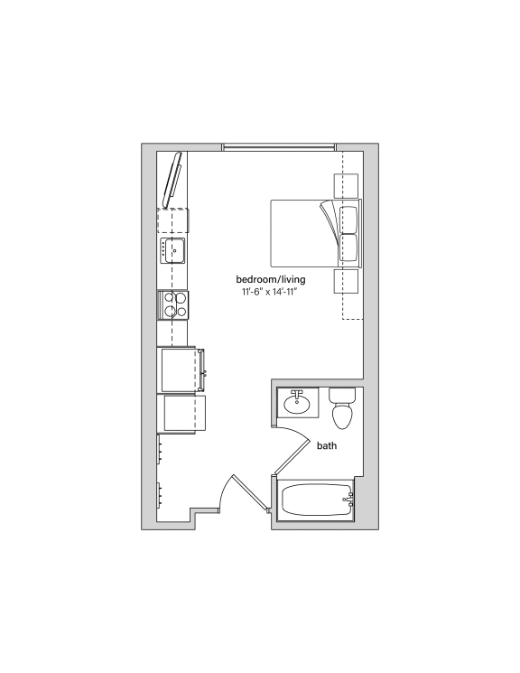 Studio 1 bathroom F5 Floor Plan at The Crossings at Windsong, Prescott Valley, AZ