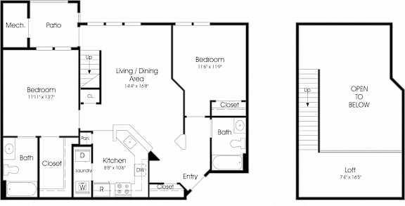 2 Bedroom Loft at The Apartments at Cambridge Court, Rosedale, Maryland