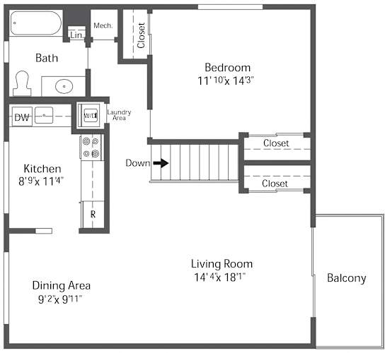 Floor Plan  1bed 1 Bath Floor Plan at Chatham Hill, New Jersey, 07928