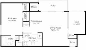 1B1B Floor Plan at The Manor/The Manor East Apartments, Leesburg