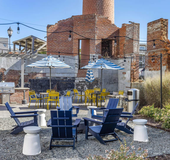 Outdoor Lounge Area at Highland Mill Lofts in Charlotte, North Carolina