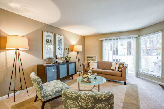 a living room with a couch and chairs at Valley Plaza Villages, Pleasanton, 94566