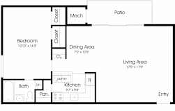 1 BR Floor Plan at The Manor/The Manor East Apartments, Leesburg, Virginia