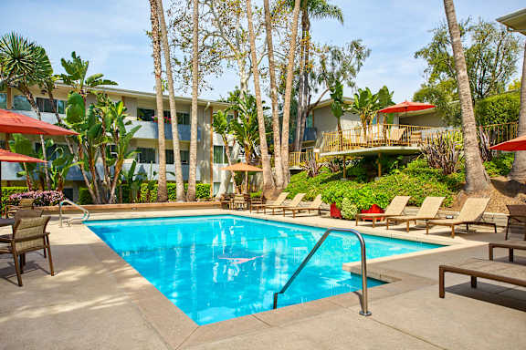 the swimming pool at the resort at West Park Village, Los Angeles, California