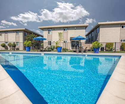 Pool Area at Monterey Manor Apartments, California, 95111