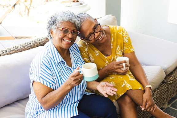 Friends Enjoying Coffee at Appling Lakes in Cordova, TN