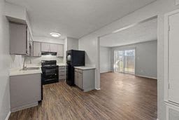A kitchen with a black fridge and a black oven.